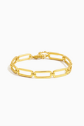 Gold chain bracelet on a white background