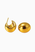 Pair of gold earrings on a white background