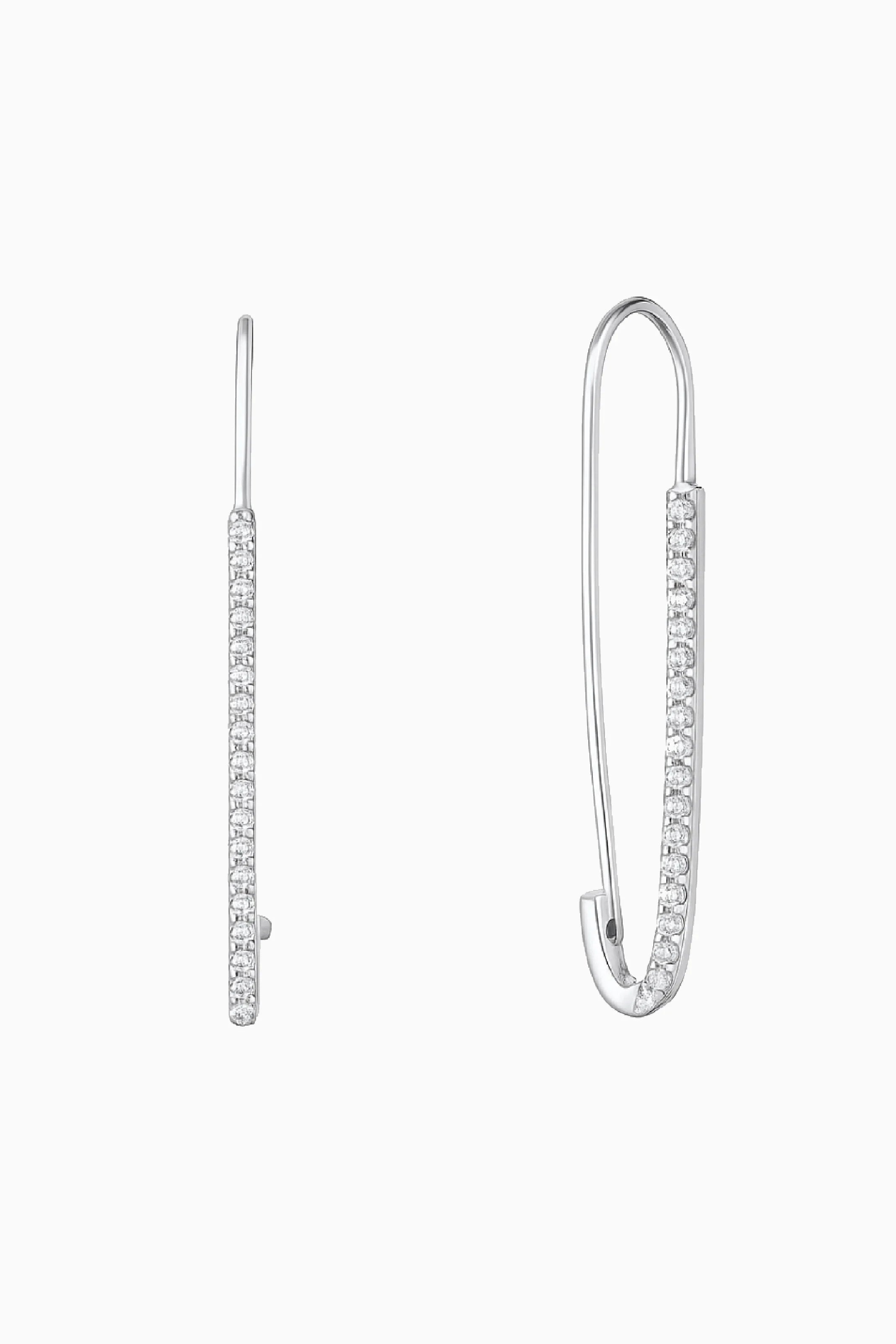 Pair of silver hoop earrings on a white background