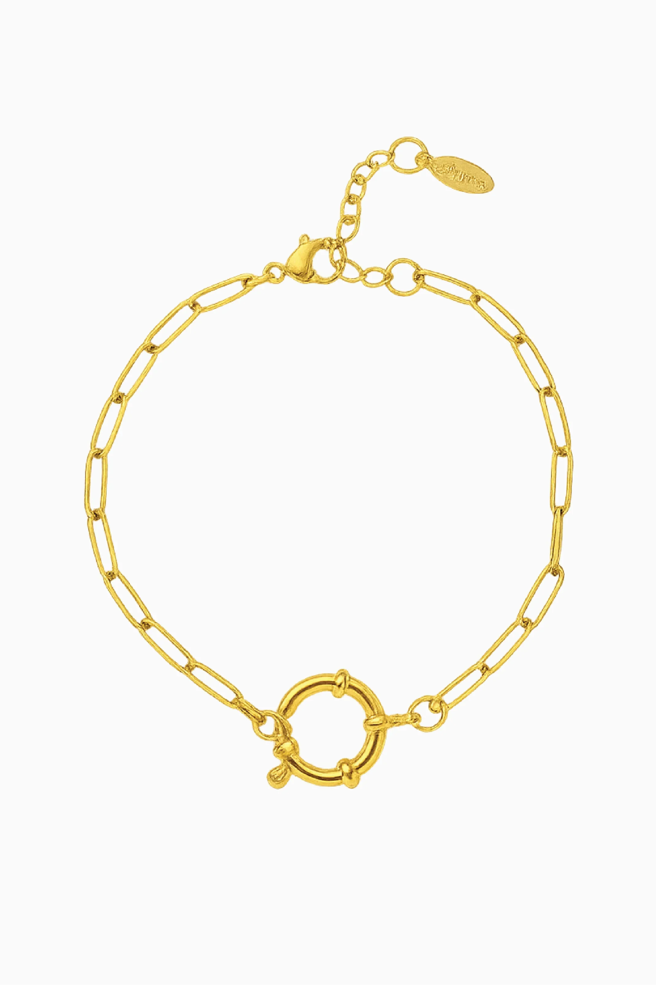Gold chain bracelet on a white background